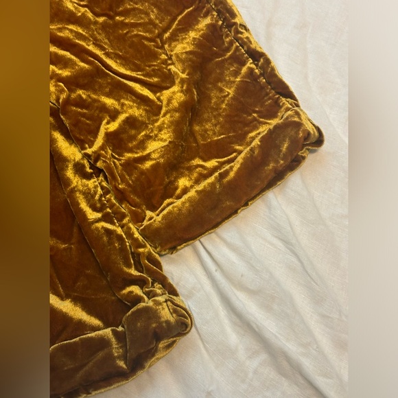 Mustard Gold Anthropologie’s Ett:Twa cropped crushed velvet harem jogger pants M - Picture 7 of 7
